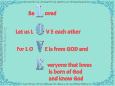1 John 4:7 Beloved Let Us Love One Another (aqua)